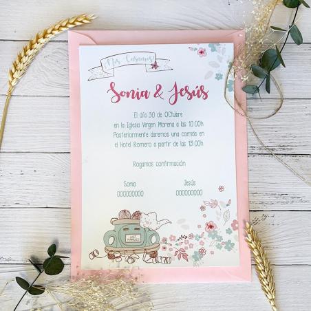 Invitación de Boda moderna Coche