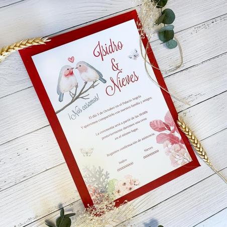 Invitación Boda Pareja Pájaros