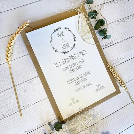 Invitación Sencilla de Boda Ramitas