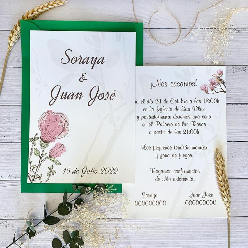 Invitación Boda Flor Algodón Invitación Boda Flor Algodón