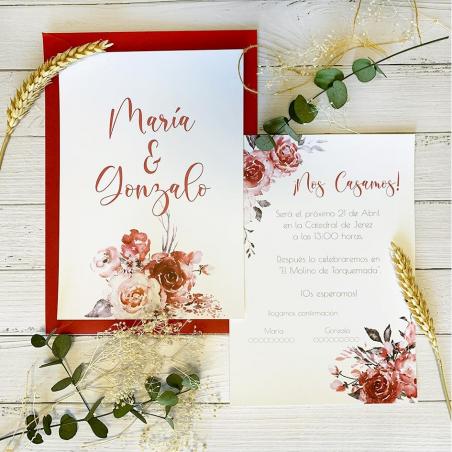 Invitación Boda Color Vino