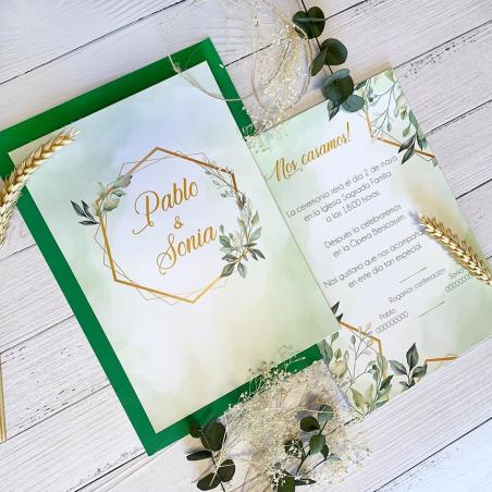 Invitaciones Boda Verde Manzana