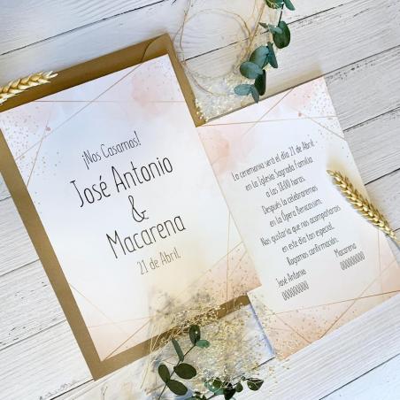 Invitaciones Boda Rosa y Dorado