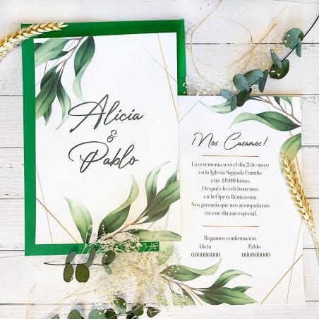 Invitación Sencilla Lineas Oro