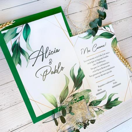 Invitación Sencilla Lineas Oro