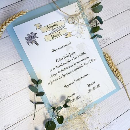 Invitación Boda Dibujo Vintage