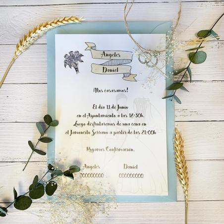 Invitación Boda Dibujo Vintage
