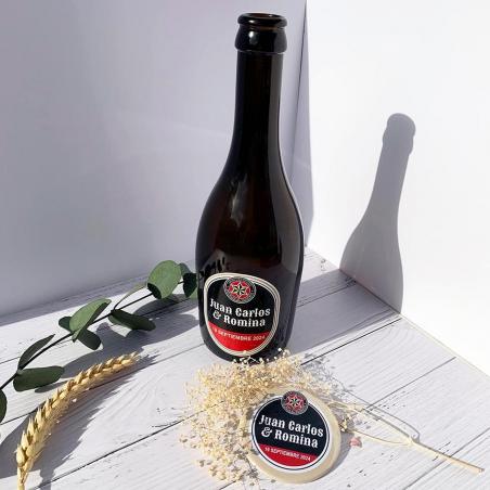 Pack Abridor Boda Personalizado + Adhesivo Cerveza