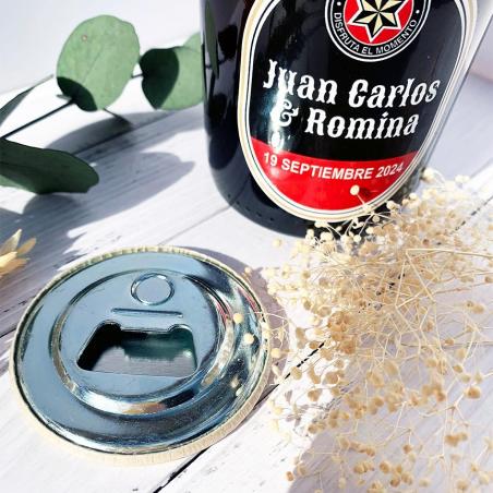 Pack Abridor Boda Personalizado + Adhesivo Cerveza