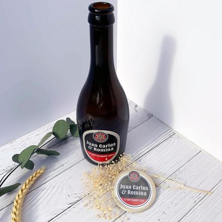 Pack Abridor Boda Personalizado + Adhesivo Cerveza