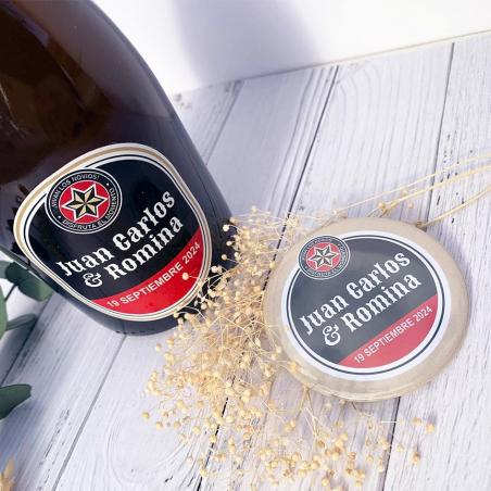 Pack Abridor Boda Personalizado + Adhesivo Cerveza