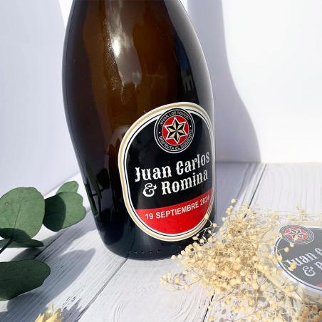 Pack Abridor Boda Personalizado + Adhesivo Cerveza