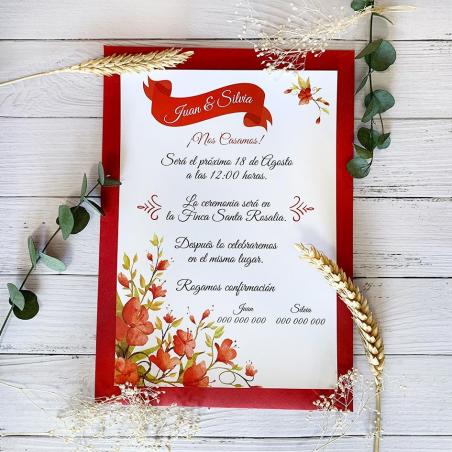Invitación Floral Roja