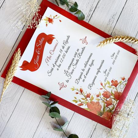 Invitación flores rojas