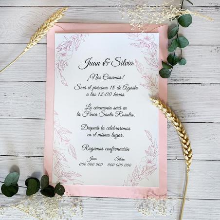 Tarjeta Boda Tonos Rosa Elegante