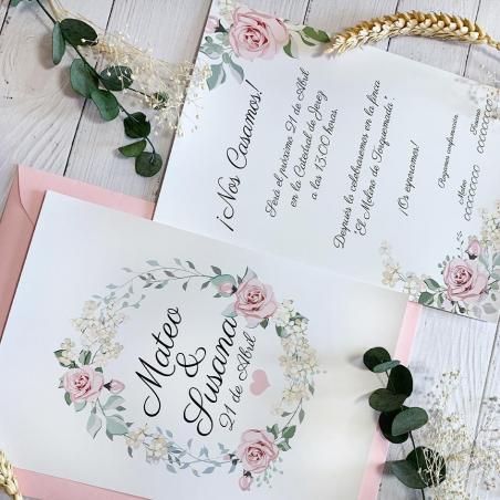 Invitación Romántica Rosa