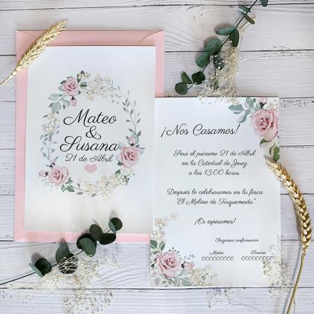Invitación Romántica Rosa