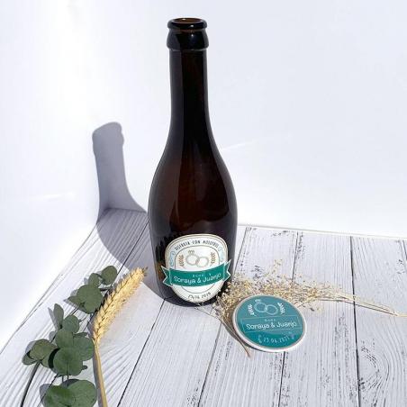 Pack Abridor Botella y Pegatina Boda