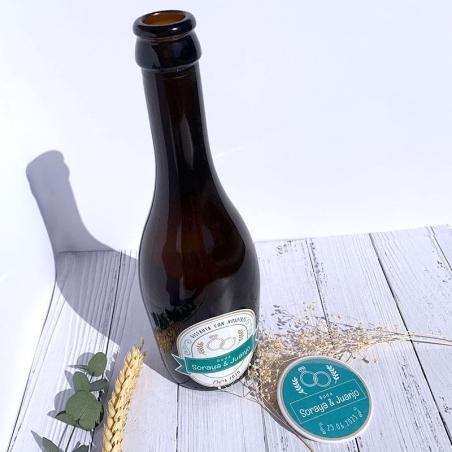 Pack Abridor Botella y Pegatina Boda