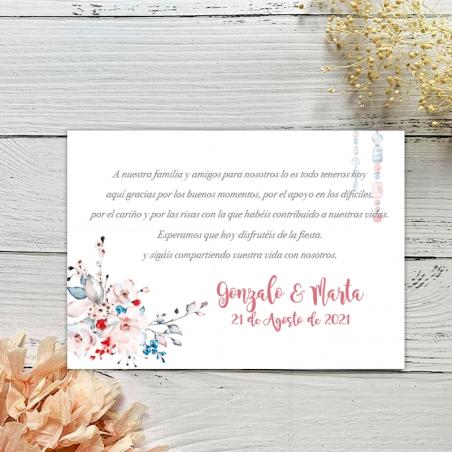 Tarjeta agradecimiento Boda Boho Chic
