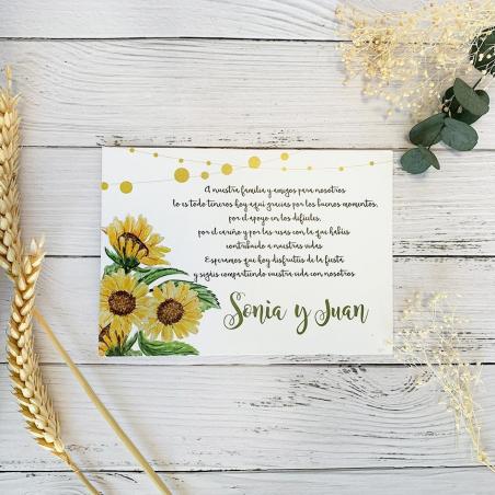 Tarjeta Agradecimiento Girasoles