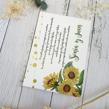 Tarjeta Agradecimiento Girasoles