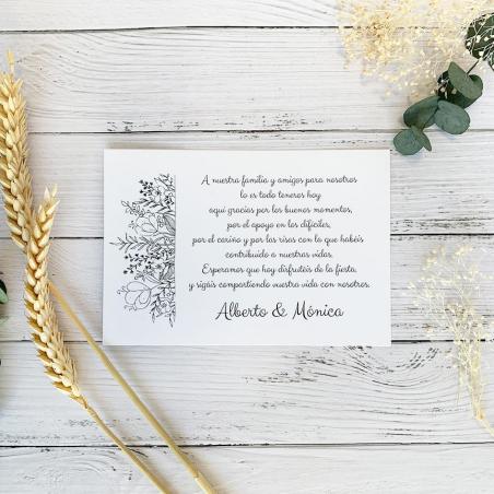 Tarjeta de Agradecimiento para Boda Economica