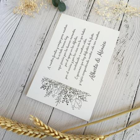 Tarjeta de Agradecimiento para Boda Economica
