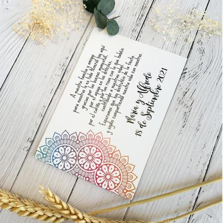 Tarjeta de Agradecimiento Economica para Bodas