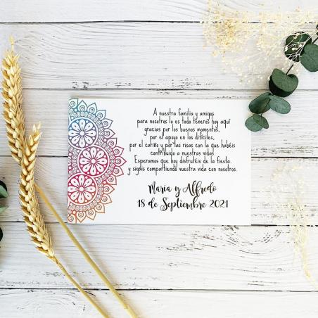 Tarjeta de Agradecimiento Económica para Bodas