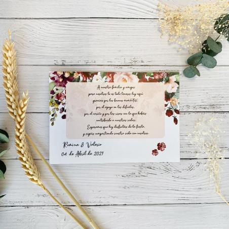 Tarjeta de agradecimiento Flores Rojas