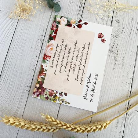 Tarjeta de agradecimiento Flores Rojas