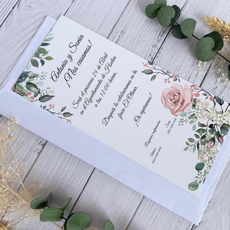 Invitación Boda Elegante Rosa Estrecha