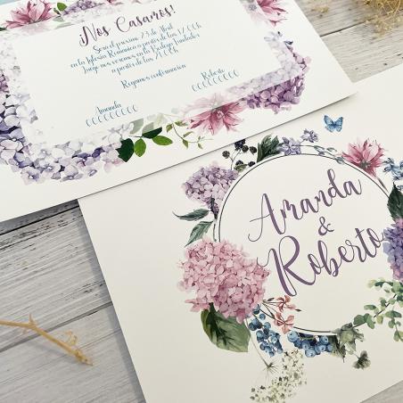 Invitación de Boda Hortensias