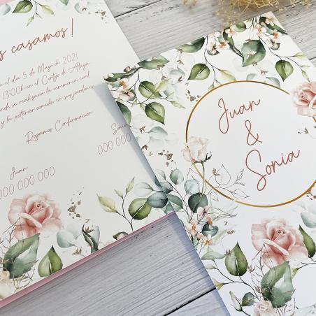 Invitación de Boda Rosas Acuarela