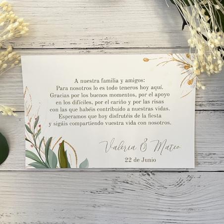 Tarjeta Agradecimiento Flor Verde