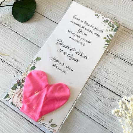 Tarjeta con Globo Elegante Rosa