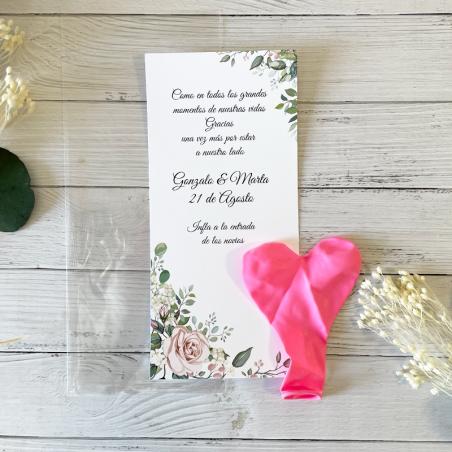 Tarjeta con Globo Elegante Rosa