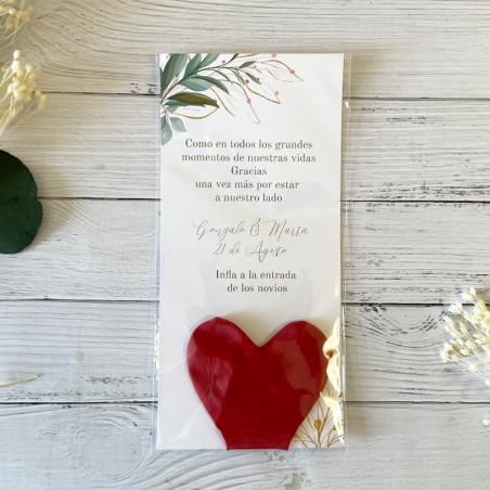 Tarjeta con Globo Boda Flor Verde