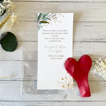 Tarjeta con Globo Boda Flor Verde