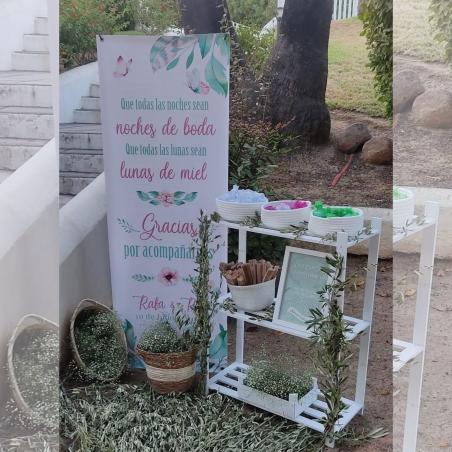 Cartel Bienvenida boda romantico