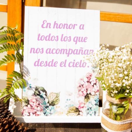 Cartel de Boda para Personalizar Hortensias