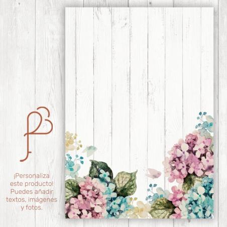 Cartel de Boda para Personalizar Hortensias