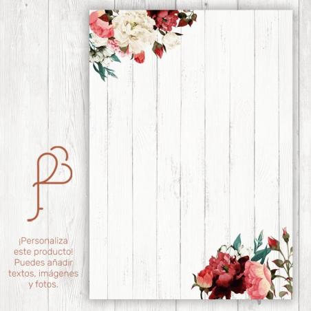 Cartel para Personalizar Flores Rojas
