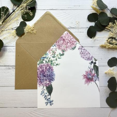Forro para invitación hortensias