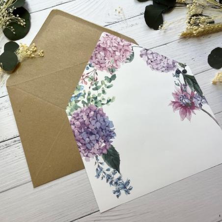 Forro para invitación hortensias