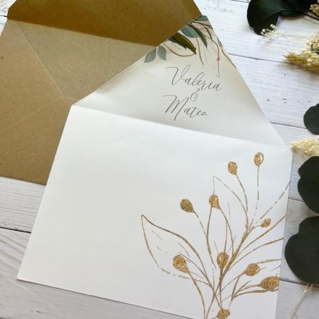 Forro para invitación Flor Verde