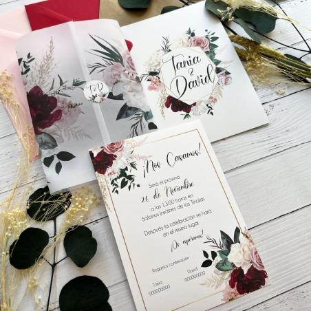 Invitación Elegante Floral Roja