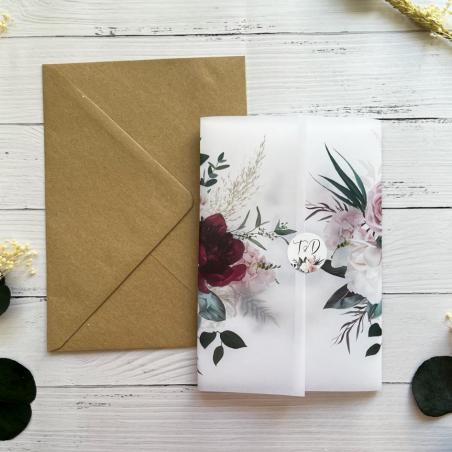 Invitación Elegante Floral Roja