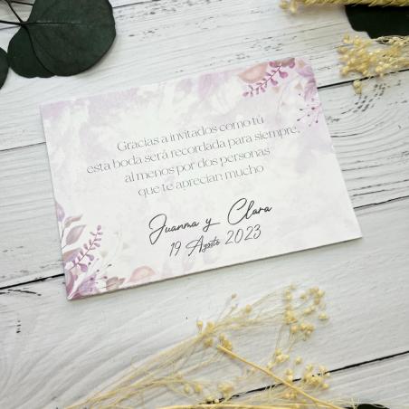 Tarjeta Agradecimiento Flor Acuarela